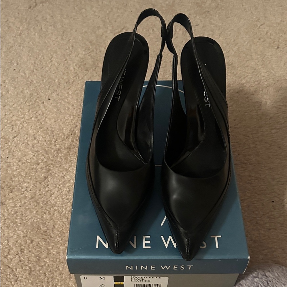 Nine West Classic Black Slingback Heels NEW 8